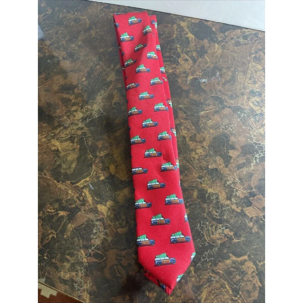 Express Men`s Red Holiday Christmas Tie Christmas Tree